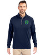 Seattle Sounders FC Cutter & Buck Adapt Recycled Soft Knit Stretch  Mens Big & Tall Quarter Zip Pullover Navy Blue Front
