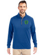 Seattle Sounders FC Cutter & Buck Adapt Eco Knit Stretch Recycled Mens Big and Tall Quarter Zip Pullover Tour Blue Front