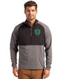 Seattle Sounders FC Cutter & Buck Adapt Eco Knit Hybrid Recycled Mens Quarter Zip Black Heather/Black Front