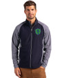 Seattle Sounders FC Cutter & Buck Adapt Eco Knit Hybrid Recycled Mens Big & Tall Full Zip Jacket Navy Blue Heather/Navy Blue Front