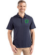 Seattle Sounders FC Cutter & Buck Coastline Recycled Double Peached Mens Polo Navy Blue Front