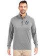 Notre Dame Fighting Irish College Football Playoff 2025 Sugar Bowl Champions Cutter & Buck Adapt Eco Knit Stretch Recycled Mens Quarter Zip Pullover Polished Medium Gray Front