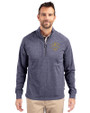 Notre Dame Fighting Irish College Football Playoff 2025 Sugar Bowl Champions Cutter & Buck Adapt Eco Knit Heather Mens Quarter Zip Pullover Navy Blue Heather Front