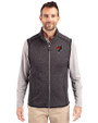 Texas Tech Red Raiders College Vault- Cutter & Buck Mainsail Sweater-Knit Mens Big and Tall Full Zip Vest Charcoal Heather Front