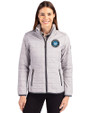 Charlotte FC Cutter & Buck Rainier PrimaLoft®  Womens Eco Insulated Full Zip Puffer Jacket Polished Medium Gray Front
