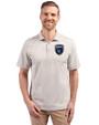San Jose Earthquakes Cutter & Buck Virtue Eco Pique Stripe Recycled Mens Big and Tall Polo Polished Medium Gray Front