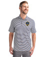 LA Galaxy Cutter & Buck Virtue Eco Pique Stripe Recycled Mens Big and Tall Polo Navy Blue Front