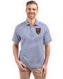 Real Salt Lake Cutter & Buck Virtue Eco Pique Stripe Recycled Mens Big and Tall Polo Tour Blue Front