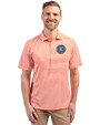 New York City FC Cutter & Buck Virtue Eco Pique Stripe Recycled Mens Big and Tall Polo College Orange Front