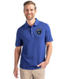 San Jose Earthquakes Cutter & Buck Advantage Eco Tri-Blend Pique Mens Polo Tour Blue Front