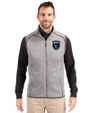 San Jose Earthquakes Cutter & Buck Mainsail Sweater-Knit Mens Big and Tall Full Zip Vest Polished Heather Front