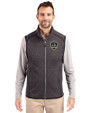LA Galaxy Cutter & Buck Mainsail Sweater-Knit Mens Big and Tall Full Zip Vest Charcoal Heather Front