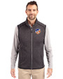 FC Cincinnati Cutter & Buck Mainsail Sweater-Knit Mens Big and Tall Full Zip Vest Charcoal Heather Front
