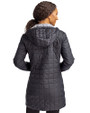 San Jose Earthquakes Cutter & Buck Rainier PrimaLoft®  Womens Eco Insulated Hooded Long Coat Black Back
