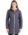 FC Dallas Cutter & Buck Rainier PrimaLoft®  Womens Eco Insulated Hooded Long Coat Anthracite Melange Front