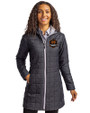 Houston Dynamo FC Cutter & Buck Rainier PrimaLoft®  Womens Eco Insulated Hooded Long Coat Black Front