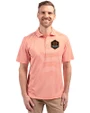 Houston Dynamo FC Cutter & Buck Virtue Recycled Stripe Featherlight Pique Mens Polo College Orange Front