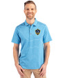 LA Galaxy Cutter & Buck Forge Eco Heather Stripe Stretch Recycled Mens Polo Digital Heather Front