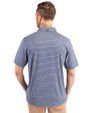 LA Galaxy Cutter & Buck Forge Eco Heather Stripe Stretch Recycled Mens Polo Navy Blue Heather Back