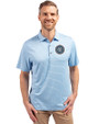 New York City FC Cutter & Buck Forge Eco Heather Stripe Stretch Recycled Mens Polo Atlas Heather Front
