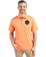 Houston Dynamo FC Cutter & Buck Forge Eco Heather Stripe Stretch Recycled Mens Polo College Orange Heather Front