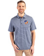 FC Cincinnati Cutter & Buck Forge Eco Heather Stripe Stretch Recycled Mens Polo Navy Blue Heather Front