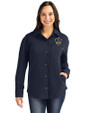 LA Galaxy Cutter & Buck Roam Epic Versatility Recycled Womens Shirt Jacket Navy Blue Front
