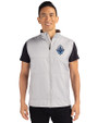 Vancouver Whitecaps FC Cutter & Buck Stealth Hybrid Quilted Mens Windbreaker Vest Polished Medium Gray Front