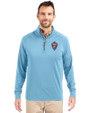 Colorado Rapids Cutter & Buck Adapt Eco Knit Stretch Recycled Mens Quarter Zip Pullover Atlas Light Blue Front