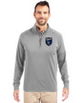 San Jose Earthquakes Cutter & Buck Adapt Eco Knit Stretch Recycled Mens Quarter Zip Pullover Polished Medium Gray Front