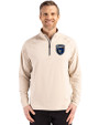 San Jose Earthquakes Cutter & Buck Adapt Eco Knit Stretch Recycled Mens Quarter Zip Pullover Wheat Front