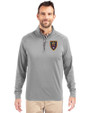 Real Salt Lake Cutter & Buck Adapt Eco Knit Stretch Recycled Mens Quarter Zip Pullover Polished Medium Gray Front