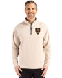Real Salt Lake Cutter & Buck Adapt Eco Knit Stretch Recycled Mens Quarter Zip Pullover Wheat Front
