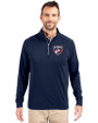FC Dallas Cutter & Buck Adapt Eco Knit Stretch Recycled Mens Quarter Zip Pullover Navy Blue Front