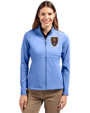 Real Salt Lake Cutter & Buck Adapt Eco Knit Heather Recycled Womens Full Zip Tour Blue Heather Front