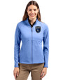 San Jose Earthquakes Cutter & Buck Adapt Eco Knit Heather Recycled Womens Full Zip Tour Blue Heather Front
