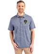 LA Galaxy Cutter & Buck Forge Eco Heather Stripe Stretch Recycled Mens Big & Tall Polo Navy Blue Heather Front