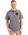 Houston Dynamo FC Cutter & Buck Forge Eco Heather Stripe Stretch Recycled Mens Big & Tall Polo Black Heather Front