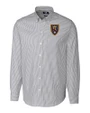 Real Salt Lake Cutter & Buck Easy Care Stretch Oxford Stripe Mens Big & Tall Long Sleeve Button Down Shirt Charcoal Mannequin