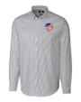 FC Cincinnati Cutter & Buck Stretch Oxford Stripe Mens Big and Tall Long Sleeve Dress Shirt Charcoal Mannequin