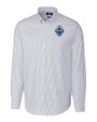 Vancouver Whitecaps FC Cutter & Buck Stretch Oxford Stripe Mens Big and Tall Long Sleeve Dress Shirt Light Blue Mannequin