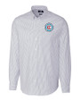 Chicago Fire FC Cutter & Buck Stretch Oxford Stripe Mens Big and Tall Long Sleeve Dress Shirt Light Blue Mannequin
