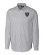 D.C. United Cutter & Buck Stretch Oxford Stripe Mens Long Sleeve Dress Shirt Charcoal Mannequin