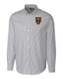 Real Salt Lake Cutter & Buck Easy Care Stretch Oxford Stripe Mens Long Sleeve Button Down Shirt Charcoal Mannequin