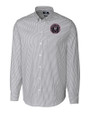 Inter Miami CF Cutter & Buck Easy Care Stretch Oxford Stripe Mens Long Sleeve Button Down Shirt Charcoal Mannequin