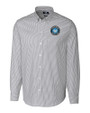 Charlotte FC Cutter & Buck Stretch Oxford Stripe Mens Long Sleeve Dress Shirt Charcoal Mannequin