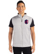 St. Louis City SC Cutter & Buck Stealth Hybrid Quilted Mens Big and Tall Windbreaker Vest Polished Medium Gray Front