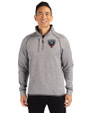 D.C. United Cutter & Buck Mainsail Sweater-Knit Mens Big and Tall Half Zip Pullover Jacket Polished Heather Front