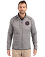 Inter Miami CF Cutter & Buck Mainsail Sweater-Knit Mens Big and Tall Full Zip Jacket Polished Heather Front