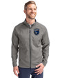 San Jose Earthquakes Cutter & Buck Adapt Eco Knit Hybrid Recycled Mens Full Zip Jacket Elemental Grey Front